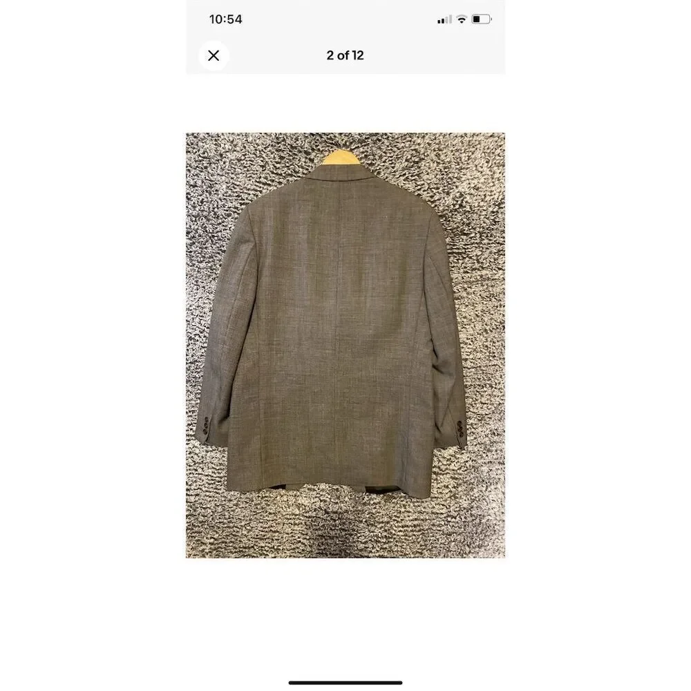 Ralph Lauren Men's Gray Striped Wool Blazer Size 40T Blazer Formal Long